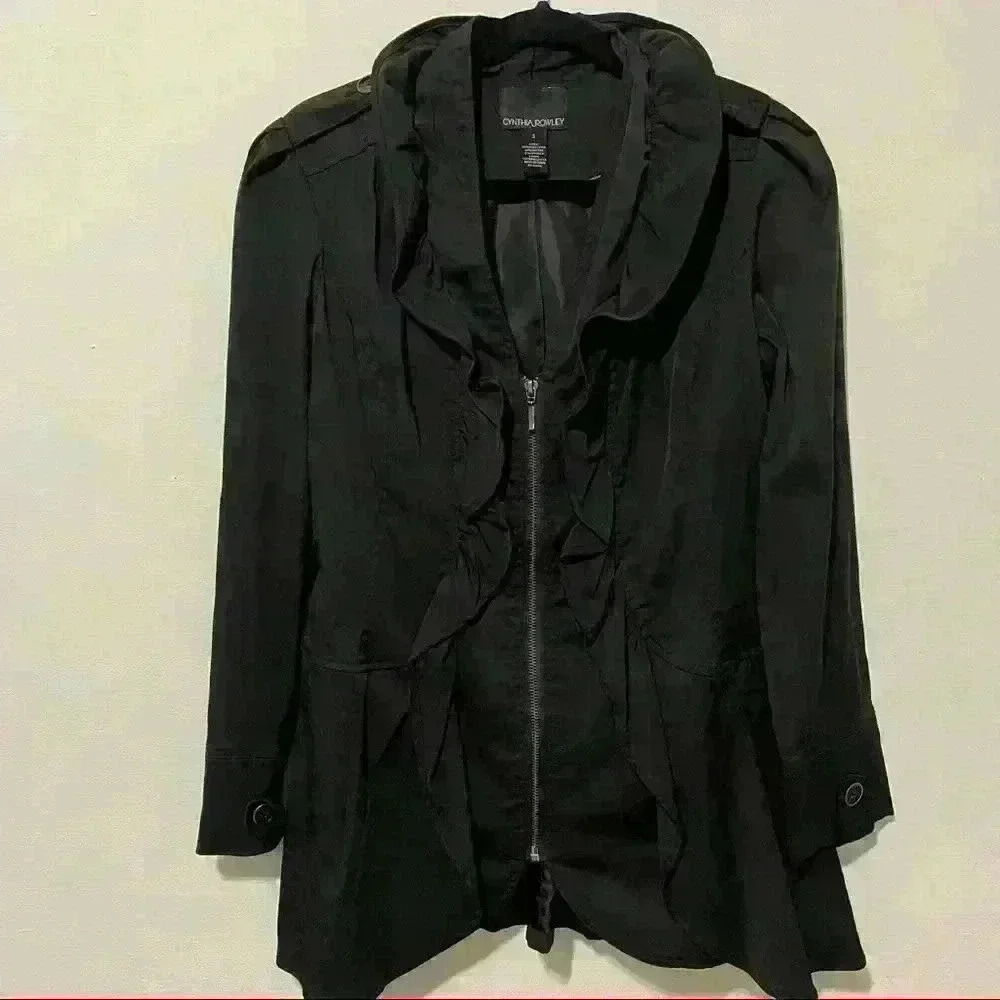 Cynthia Rowley Ruffled Jacket S Black